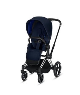 CYBEX Priam Stroller with Chrome Black Frame and Indigo Blue Seat