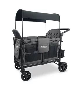 WonderFold Elite Quad Stroller Wagon in Grey Charcoal